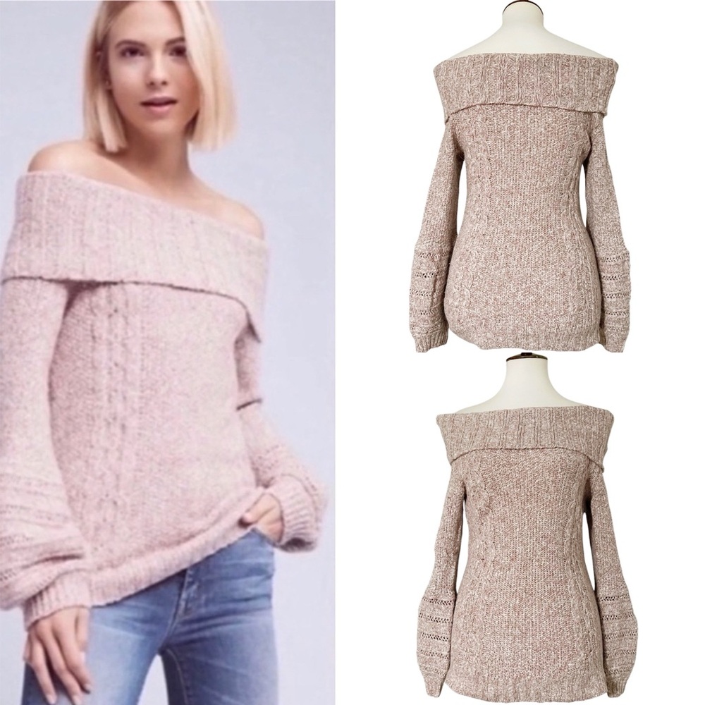 Anthropologie Sleeping On Snow Off The‎ Shoulder Sweater Size XS
